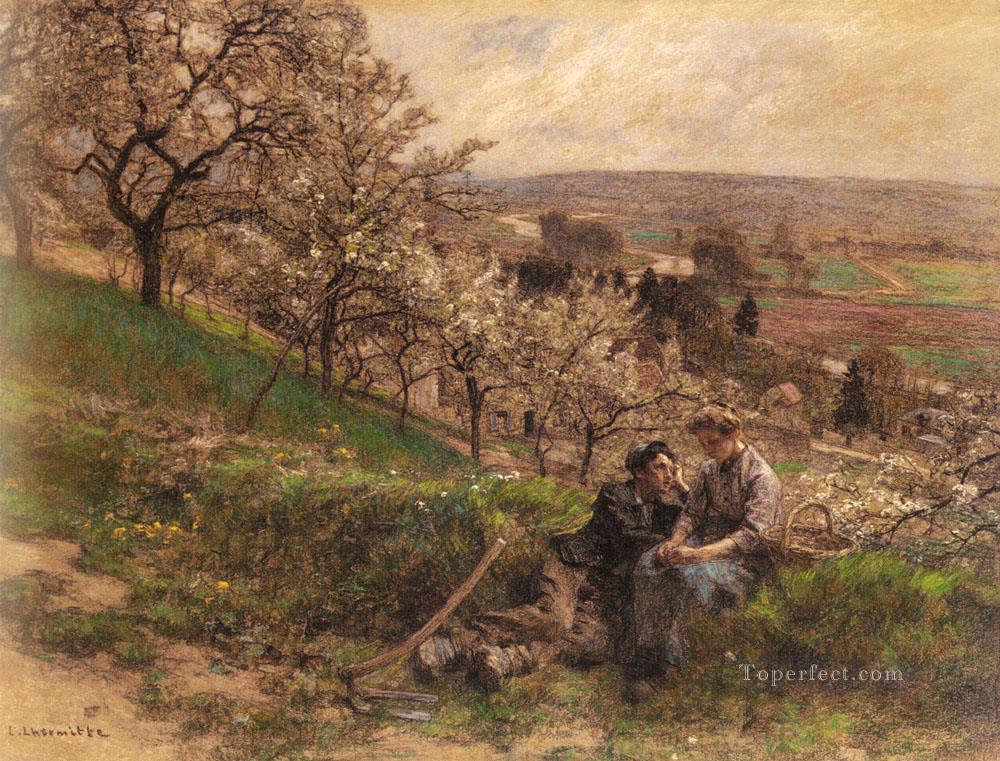 Avril rural scenes peasant Leon Augustin Lhermitte Oil Paintings